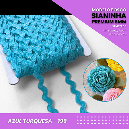 Sianinha - 08mm - Rolo C/50 Mts Cor:Azul-Turquesa-199