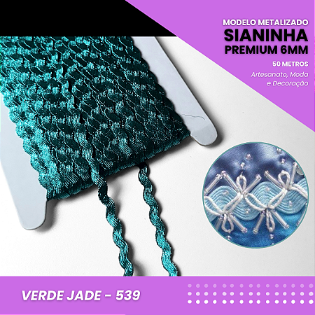 Sianinha Metalizada - 06mm - Rolo C/50 Mts Cor:Verde-Jade-539