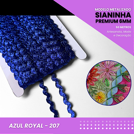 Sianinha Metalizada - 06mm - Rolo C/50 Mts Cor:Azul-Royal-207