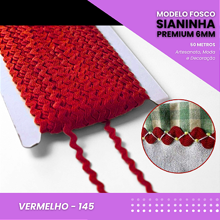 Sianinha Premium - 06mm - Rolo C/50 Mts Cor:Vermelho-145