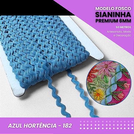 Sianinha Premium - 06mm - Rolo C/50 Mts Cor:Azul-Hortencia-182