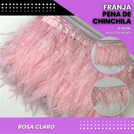 Franja Pena Chinchila Premium - Rolo c/10 Mts COR: ROSA-CLARO