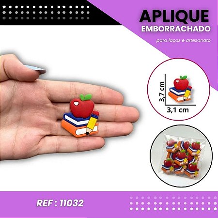 Aplique Emborrachado Para Laços - Escolar Livros e Maça Ref:11032