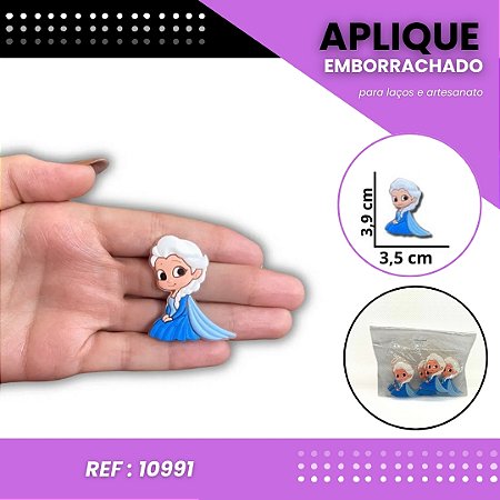 Aplique Emborrachado Para Laços - Princesa Elsa Frozen Branco Ref: 10991
