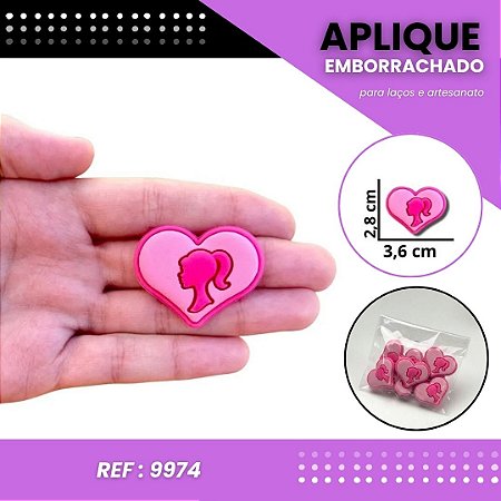 Aplique Emborrachado Para Laços - Coração Barbie Ref: 9974