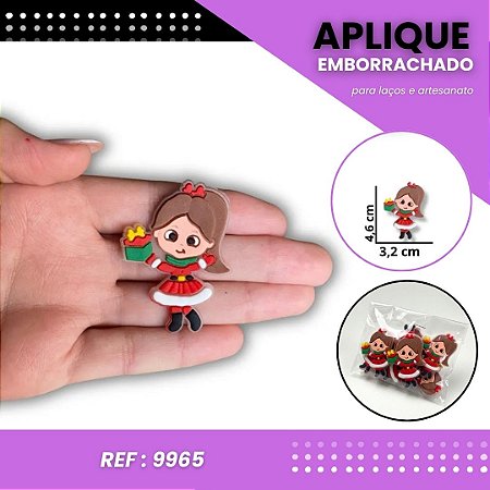 Aplique Emborrachado Para Laços - Natalino Mamãe Noel Ref: 9965
