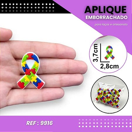 Aplique Emborrachado Para Laços - Laço Autismo Ref: 9916