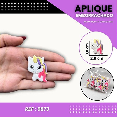 Aplique Emborrachado Para Laços - Unicórnio Fofo Pink Ref: 9873