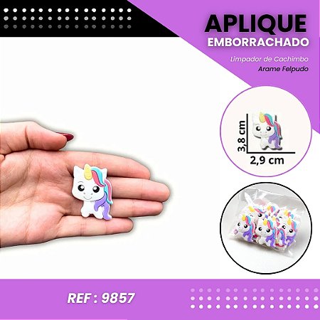 Aplique Emborrachado Para Laços - Unicórnio Fofo Lilás Ref: 9857