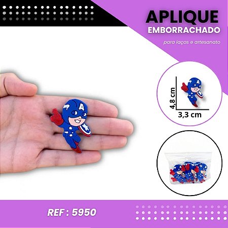Aplique Emborrachado Para Laços - Capitão América Ref: 5950