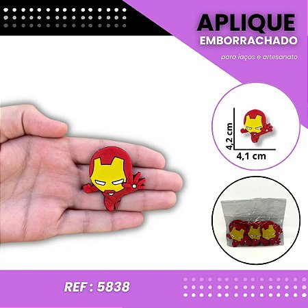 Aplique Emborrachado Para Laços - Homem de Ferro Ref: 5838