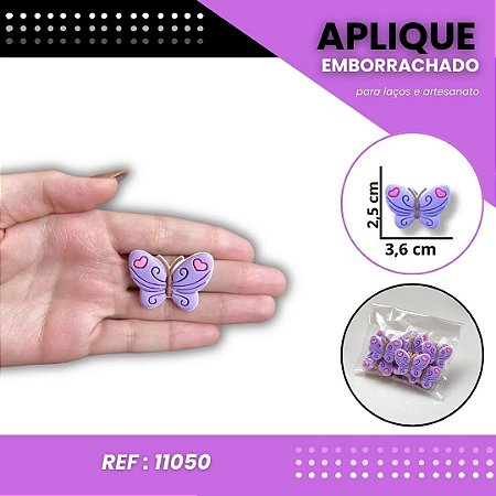 Aplique Emborrachado Para Laços - Borboleta Fofa Lilás - Ref: 11050