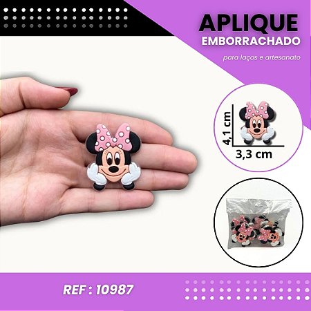 Aplique Emborrachado Para Laços - Minnie Mouse Fofa Rosa Ref: 10987