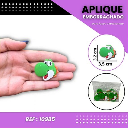 Aplique Emborrachado Para Laços - Yoshi Super Mario Kart Ref: 10985