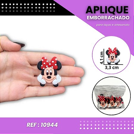 Aplique Emborrachado Para Laços - Minnie Mouse Fofa Vermelho Ref: 10944
