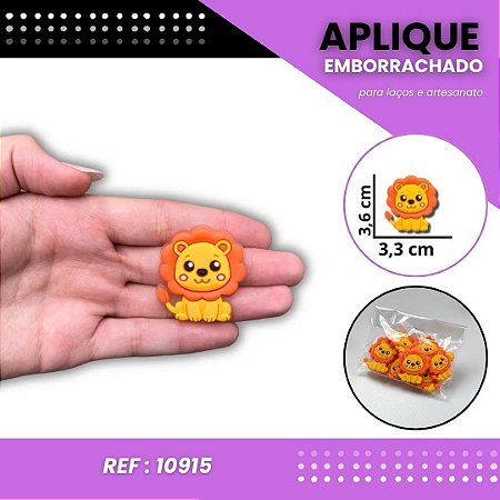 Aplique Emborrachado Para Laços - Safari Animais Leão Ref: 10915