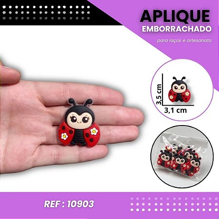 Aplique Emborrachado Para Laços - Safari Animais Joaninha Ref: 10903