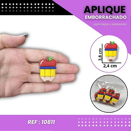 Aplique Emborrachado Para Laços - Lapis Maça Escolar Ref: 10811