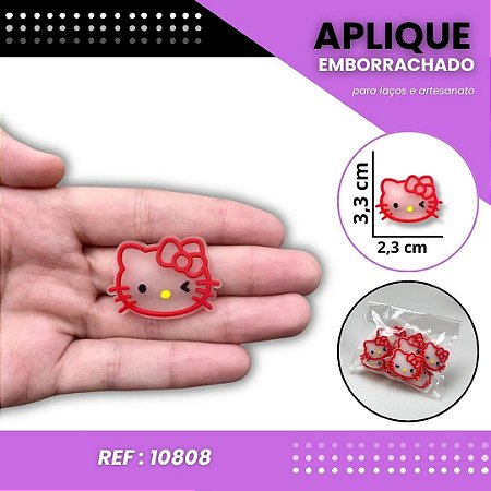 Aplique Emborrachado Para Laços - Hello Kitty Rosto Vermelho Ref: 10808