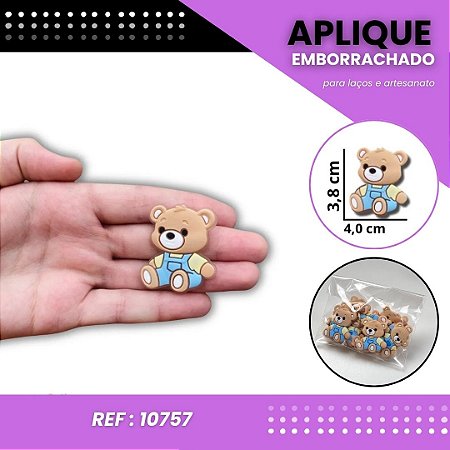 Aplique Emborrachado Para Laços - Safari Animais Ursinho Ref: 10757