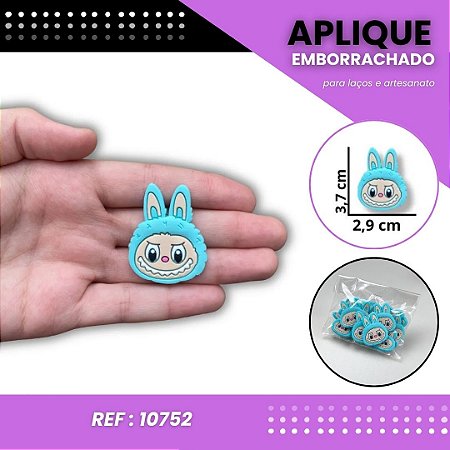 Aplique Emborrachado Para Laços - Labubu Verde Água Ref: 10752