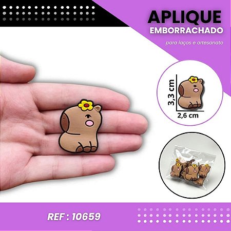 Aplique Emborrachado Para Laços - Capivara Fofa Ref: 10659