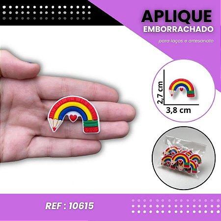 Aplique Emborrachado Para Laços - Lápis Vermelho Arco-Íris Escolar Ref: 10615