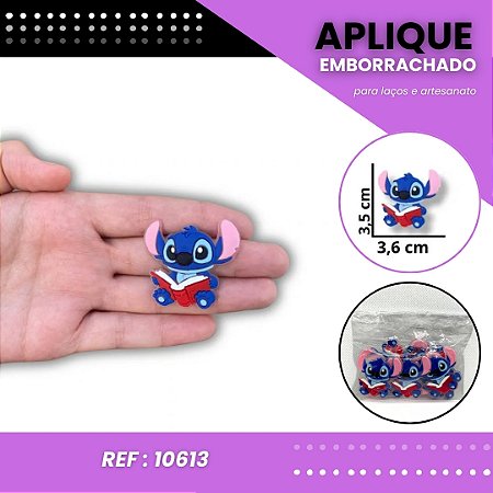 Aplique Emborrachado Para Laços - Stitch Livro Escolar Ref: 10613