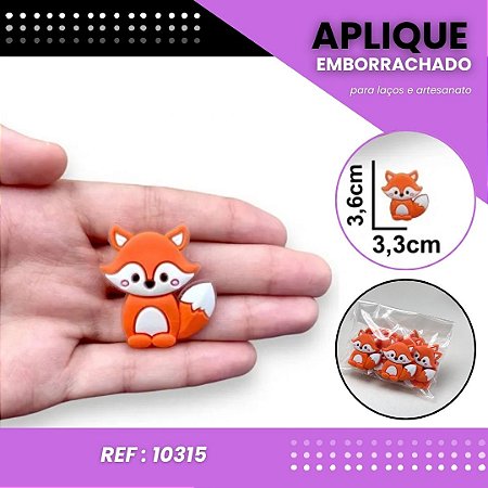 Aplique Emborrachado Para Laços - Safari Animais Raposa Ref: 10315