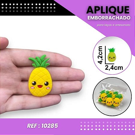 Aplique Emborrachado Para Laços - Frutas Abacaxi Ref: 10285