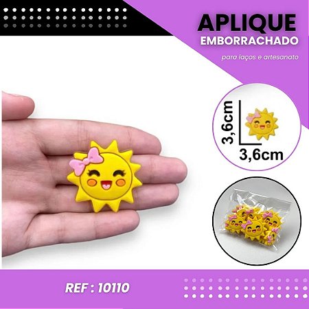 Aplique Emborrachado Para Laços - Sol Laçinho Rosa Ref: 10110