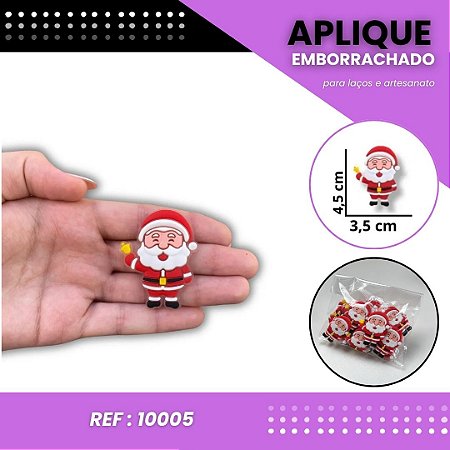 Aplique Emborrachado Para Laços - Natalino Papai Noel Ref: 10005
