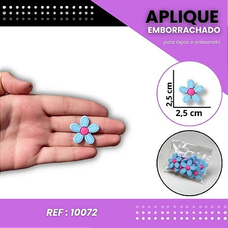 Aplique Emborrachado Para Laços - Flor Margarida P Azul/Rosa Ref: 10072