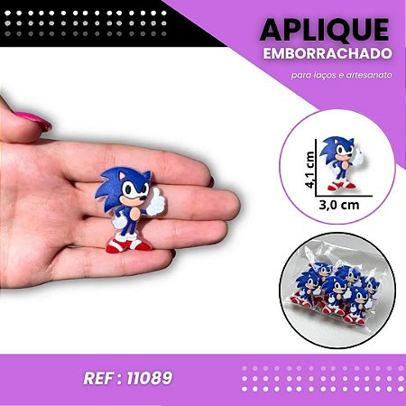 Aplique Emborrachado Para Laços - Personagem Sonic Ref: 11089