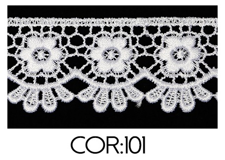 Renda Guipir Chl-655 3.5 Cm - Rolo C/13.7 Metros Cor:Branco-101