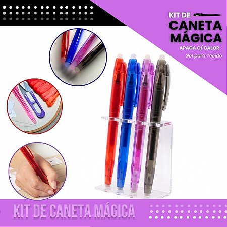 Kit 4 Canetas Magica Fantasminha - Apaga C/ Calor - Gel P/ Tecido - Cores Variadas
