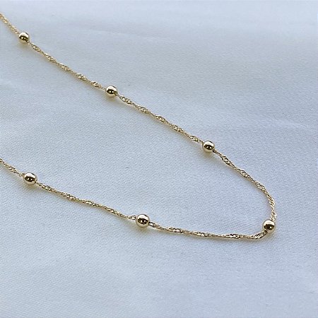 Tornozeleira Bolinha Banhado Em Ouro 18k