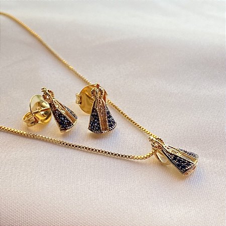 Conjunto Colar e Brinco Nossa Senhora Aparecida