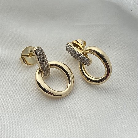 Brinco Cravejado Banhado em Ouro 18K