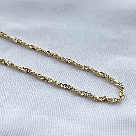 Tornozeleira Cordão Torcido Banhado Em Ouro 18k