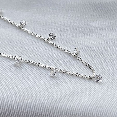 Colar Choker Ponto de Luz Banhada em Prata 925
