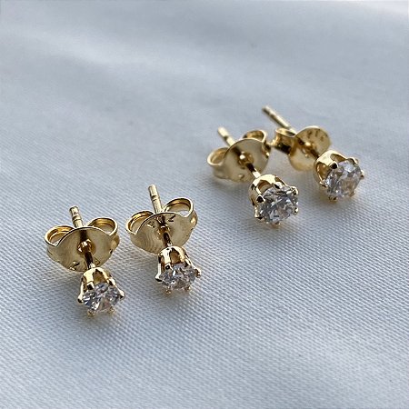 Brinco Ponto De Luz Duo P e M Banhado Em Ouro 18k