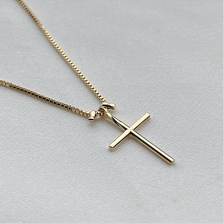 Colar Cruz Banhado Em Ouro 18k