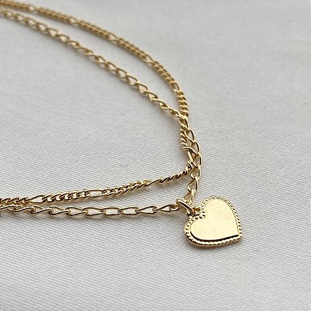 Pulseira Coração Dupla Banhado Em Ouro 18k
