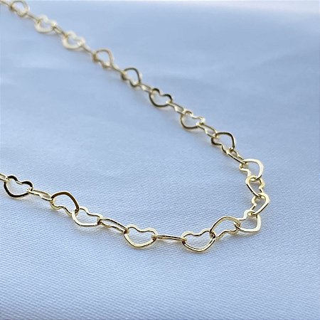 Colar Elo Coração Banhado Em Ouro 18k