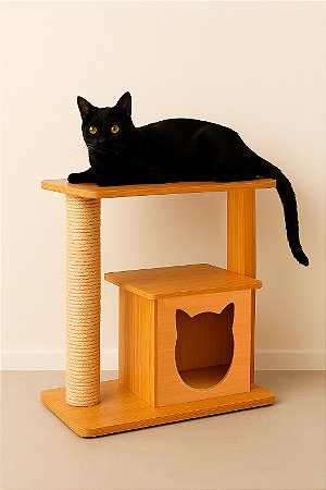 Toca de Chão com Arranhador Sustentável para Gatos