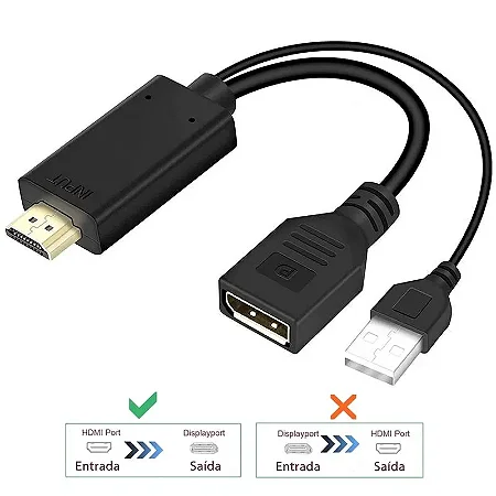 Cabo Conversor HDMi para Display Port