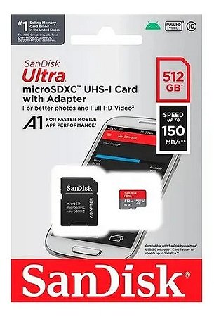 Cartão de Memória Sandisk Ultra 512GB Micro SD Classe 10