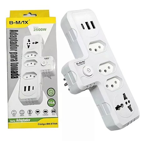 Adaptador Tomada 7 em 1 2500W + USB's