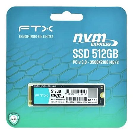 SSD NVME FTX 512GB - Leitura 3500MB/s e Gravação 2100MB/s